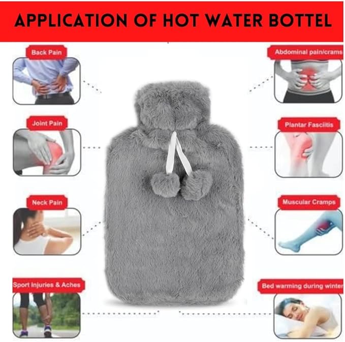 Perna pentru apa calda, Zola, capacitate 2l, din cauciuc, cu husa pufoasa, gri deschis Perna pentru apa calda, Zola, capacitate 2l, din cauciuc, cu husa pufoasa, gri deschis